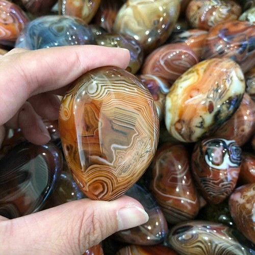 1* Natural Polished Silk Banded Lace Agate Crystal Sardonyx Carnelian Palm stone - Picture 8 of 16