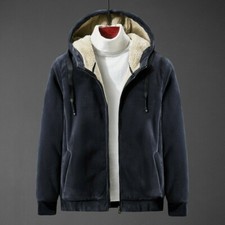 Men Thick Hooded Coat Sweatshirt Plus Size Fleece Jacket Zip Warm Winter Casual