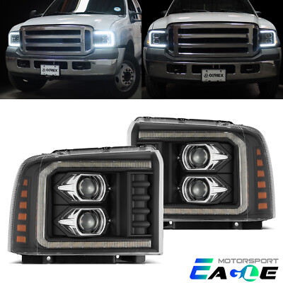 Fit 05-07 Ford Super Duty/Excursion PRO-Series LED Projector Black Headlights