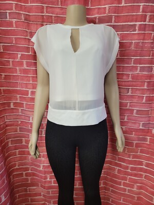 Robert Rodriguez Elegant Design Top Ivory Tank Silk sheer Blouse Overlay 8 #C