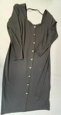 Lane Bryant Sz 18 Sweetheart Neck Heart Button Bodycon Black Long Sleeve Dress