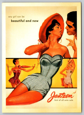 Postcard NEW Three Glamorous Fashion Models wearing Jantzen Swimsuits Advert A40