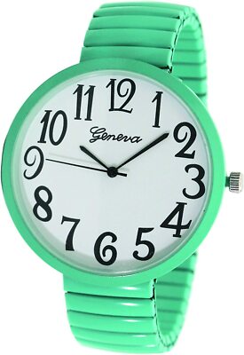 Blekon Collections Geneva Super Large 43mm Face Large Stretch Band Fashion Watch