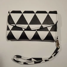 Womens Black & White Cell Phone Holder / Wallet Wristlet, Unused, Unbranded
