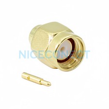 SMA Male Plug Connector Solder For Semi Rigid 0.141" RG402 Coaxial Cable Gold