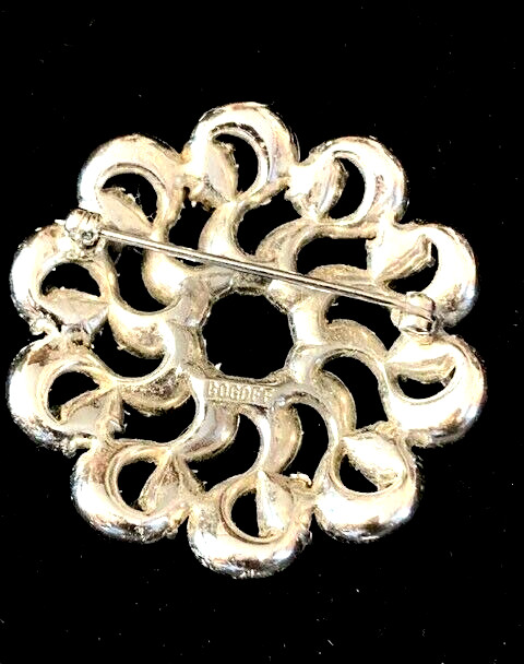 Vintage Signed BOGOFF Clear Rhinestone Silver Ton… - image 2