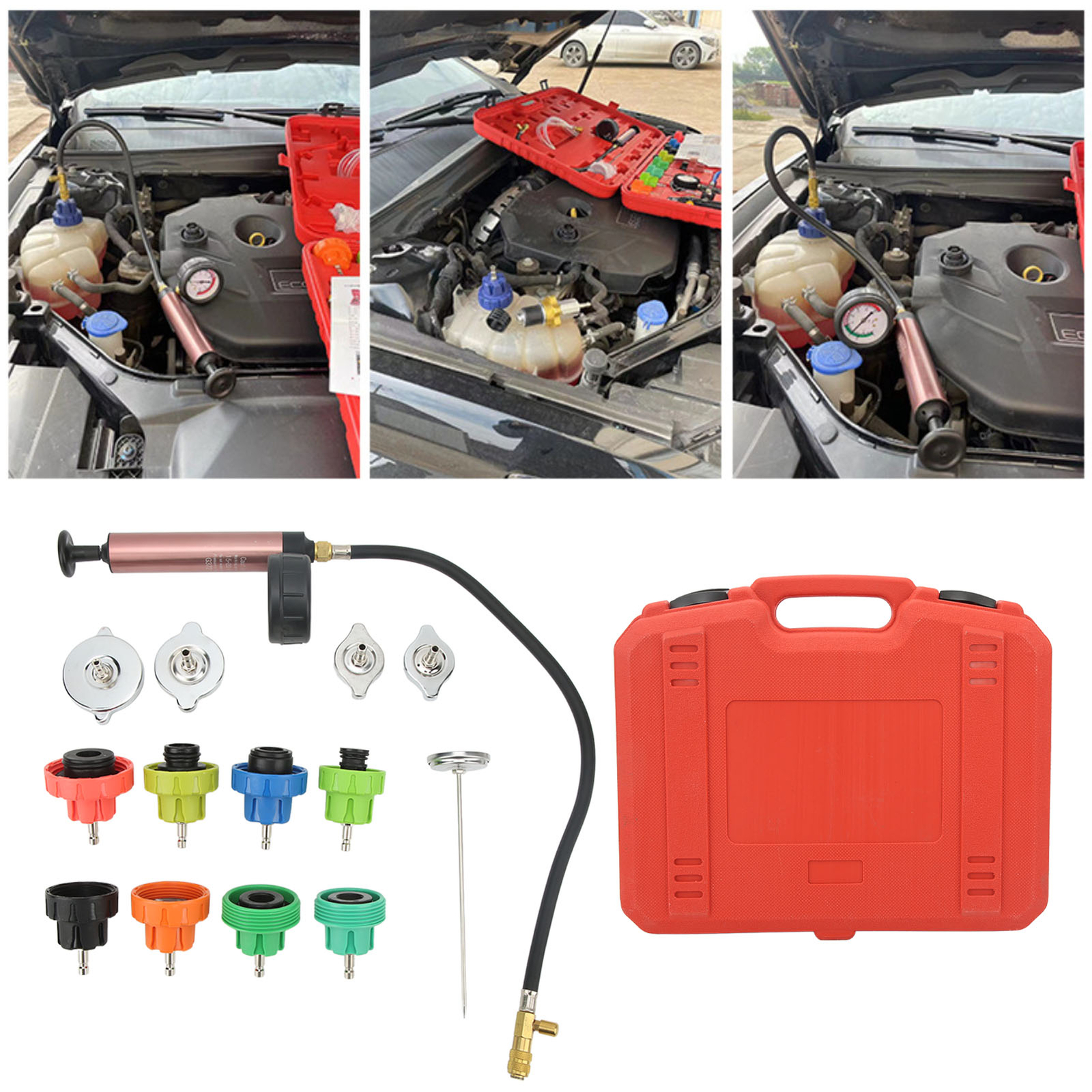 14PCS Radiator Pressure Leak Tester 0-35psl Cooling System Leak Down