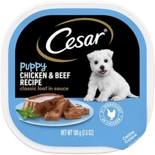 Puppy Wet Dog Food Classic Loaf in Sauce Chicken & Beef Recipe, (24) 3.5 oz. ...