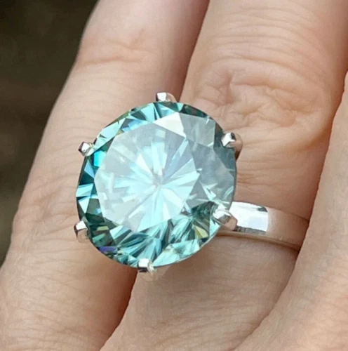 Certified 30 Ct Blue Diamond Round Cut Engagement Ring Solitaire