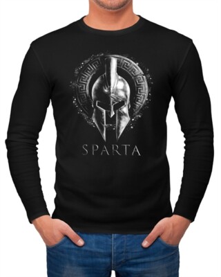 Herren Long-Sleeve Aufdruck Sparta Helm Krieger Warrior Langarm-Shirt Neverless 