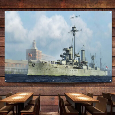 HMS Dreadnought Battleship 1918 Poster Flag Warship Wall Art Banner Room Decor 2