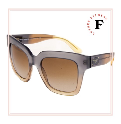 DOLCE & GABBANA LOGO Plaque Caramel Grey 4286 Square Sunglasses DG4286S Women - Picture 4 of 5
