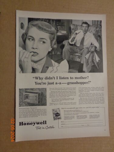 Vintage Print Ad -1951 for Honeywell Clock Thermostat - Afbeelding 1 van 1
