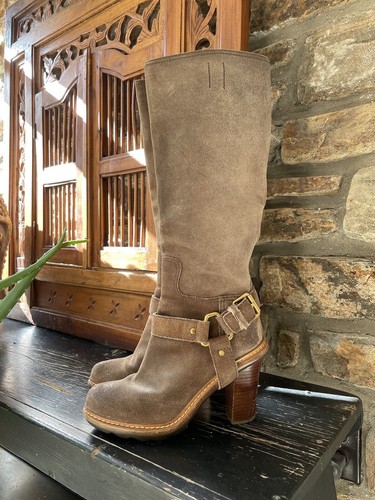 brown suede prada boots