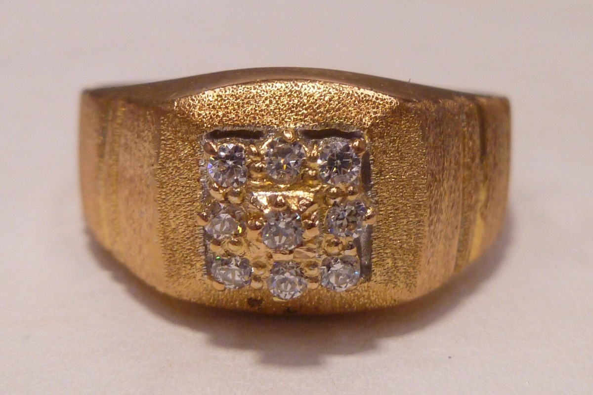 k１８/18k ring size 13/14 Solid Gold Ring in Lapis, 8/14/18K Band Inlaid With Chipped