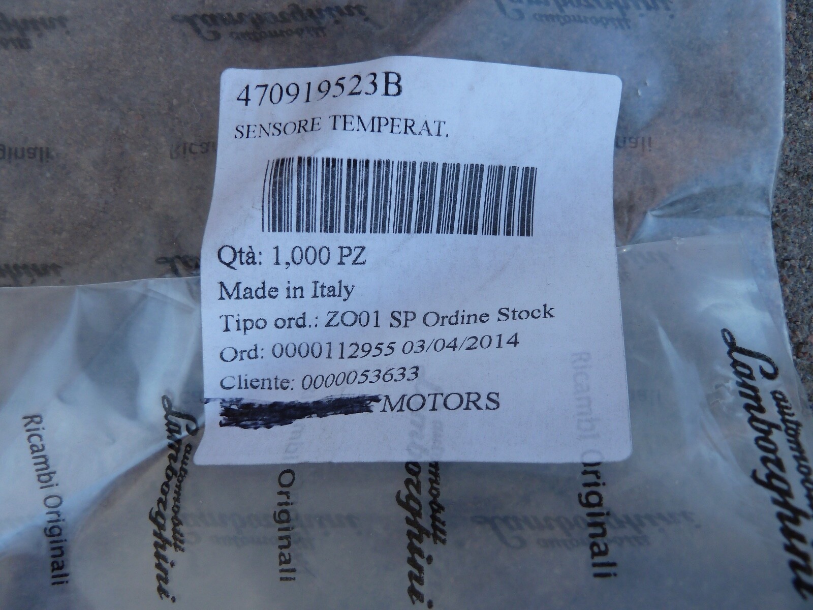 NEW Lamborghini Aventador Genuine Left Exhaust Temperature Sender Thermocouple