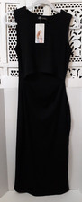 Women's Summer Midi Bodycon Dress Casual Crew Neck Side Slit Sleeveless Knit Sml