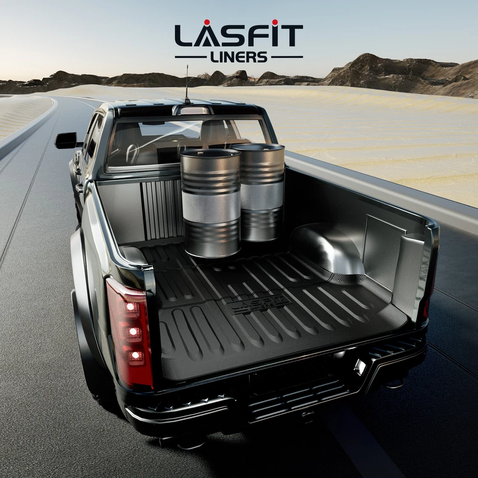 LASFIT 6'4" Truck Bed Mat for Ram 1500 2019-2026 Heavy Duty TPE Bed Liner Black Foto 3 de 4