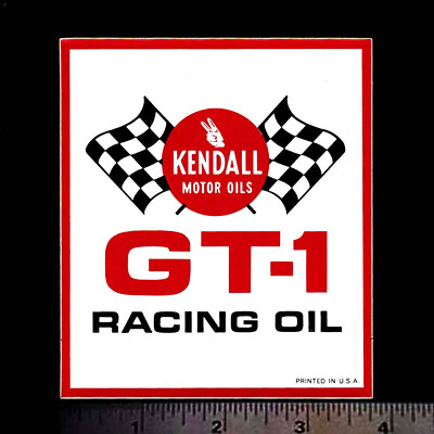 KENDALL GT-1  Racing Oil - Original Vintage 1960's 70's Racing Decal/Sticker