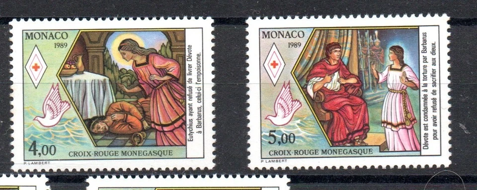 MONACO -- MONTE CARLO Croix Rouge Monégasque Vie de Sainte Dévote série 1989 - Photo 1/1
