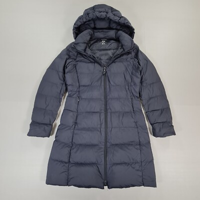Uniqlo Damen Jacke dunkelblau XS ultraleicht Daunen Kapuze wasserabweisend