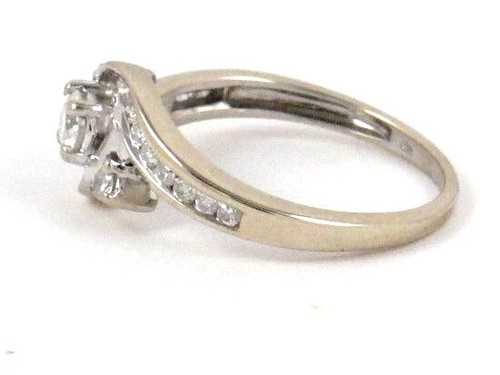 14k White Gold Round Diamond 3 Stone Engagement Ring .57ct - Picture 2 of 4