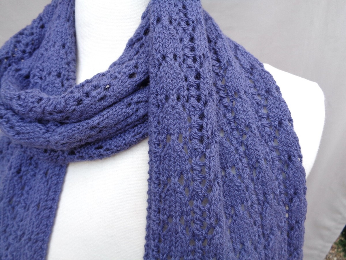 Elegant Purple Scarf Alpaca Angora Hand Knit Ruffle Lace Long Wrap