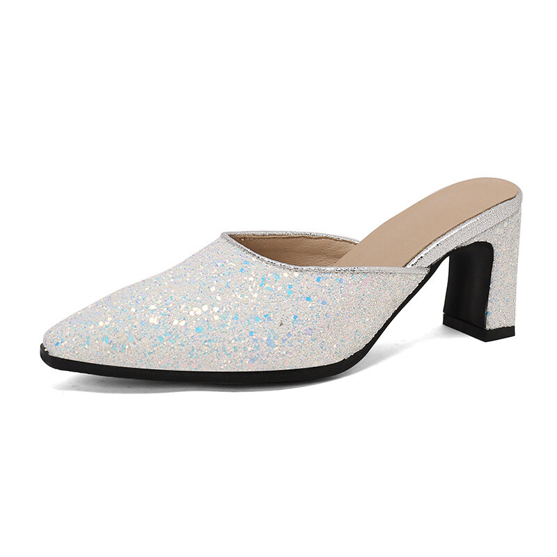 PANTOFOLA D’ORO 2025 ciabatte estive tacco alto donna mezze ciabatte glitter taglia grande 40 45