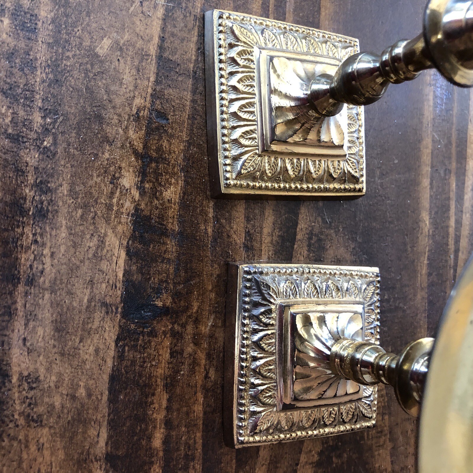2 Vintage Pillar Candle Holder - Made in India Brass
