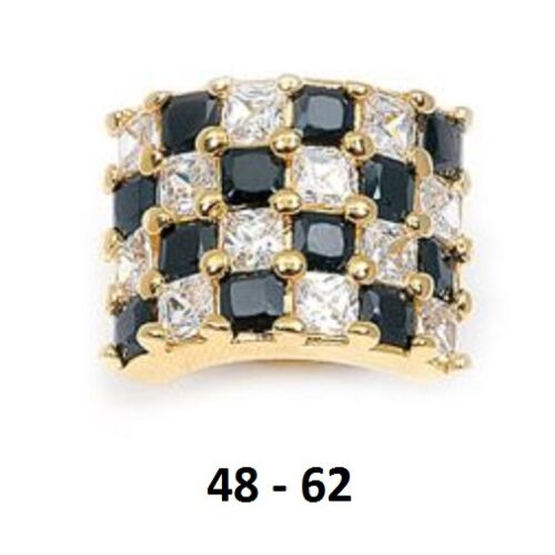 Grosse Bague Damier T52 de Saphir et Diamant Cz Plaqué Or 18K Dolly-Bijoux - Photo 1 sur 3