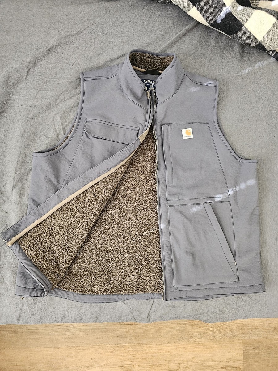 Carhartt Super Dux Vest Blue XL Sherpa Lined Zip | eBay