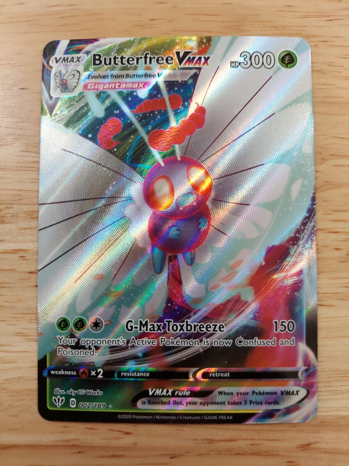 Butterfree Vmax 002/189 Darkness Ablaze - NM Ultra Rare Full Art Pokémon Card 