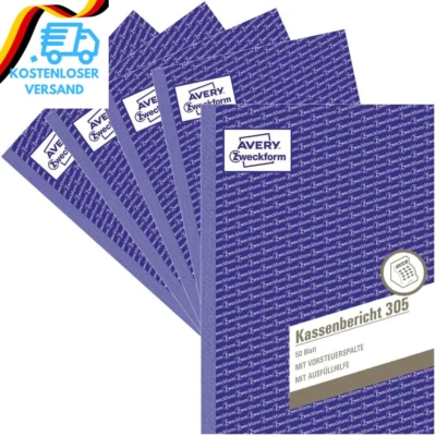 BESUCHE DEN AVERY ZWECKFORM-STORE AVERY Zweckform 305-5 Kassenbericht (A5, 50 Blatt, Mikroperforiert, Retrograde E