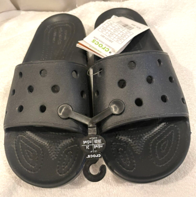 Crocs Classic Iconic Comfort Slide #206121-001 Black, M6/W8, New
