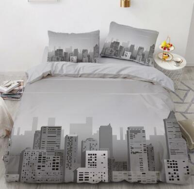 3D Grey City ZHUA09 Bed Pillowcases Quilt Duvet Cover Set Queen King Zoe