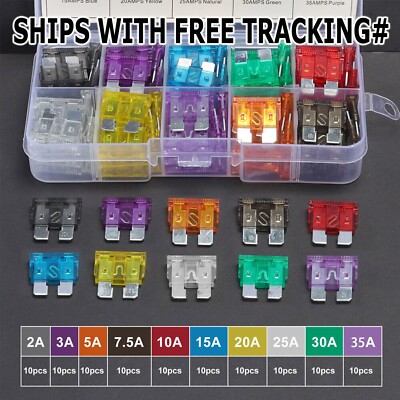 100pcs Car Automotive Medium Standard Fuses Auto Blade Fuse Assortment Kit APM