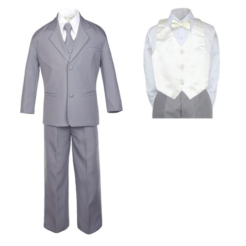 Baby Toddler Boy Formal Medium Gray Suit Tuxedo a Color Vest & Bow Tie to Pick - Picture 13 of 25