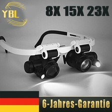 Lupenbrille 8X 23X Brillenlupe mit Licht Kopfbandlupe Vergrößerungsglas Lupe