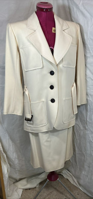 2pc Saint Laurent Rive Gauche Wool Skirt Suit Jacket