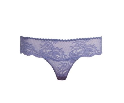 NEW STELLA MCCARTNEY LINGERIE Daisy Twirling lace thong Purple Baja Blue M