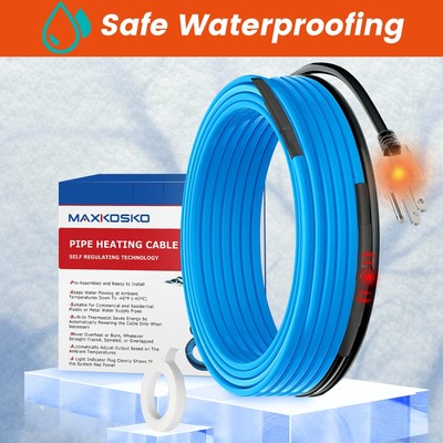  9ft MAXKOSKO Self-Regulating Heat Tape for Metal And Plastic Home Pipes 