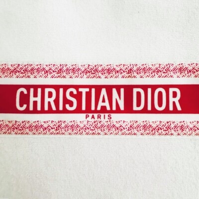 Christian DIOR Terry Cloth Large Clutch Wristlet Bag Off-White