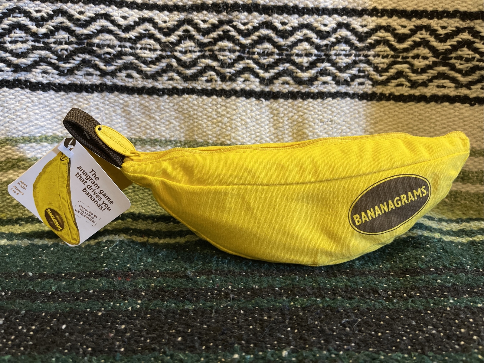 Bananagrams Word Game Tile Letters, Yellow Banana Zipper Pouch NWT