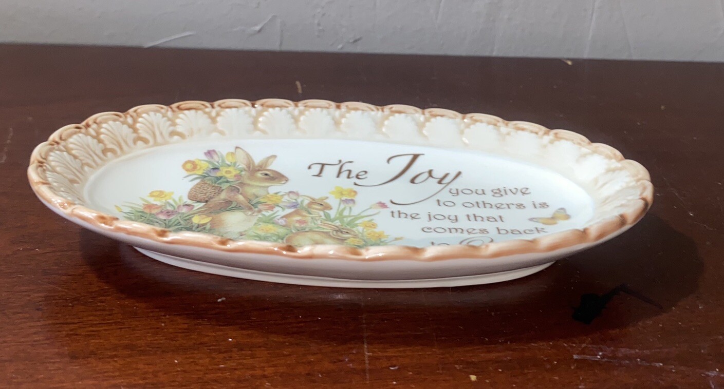 Cracker Barrel Easter Traditions Oval Plate Rabbits Flowers Butterfly ...