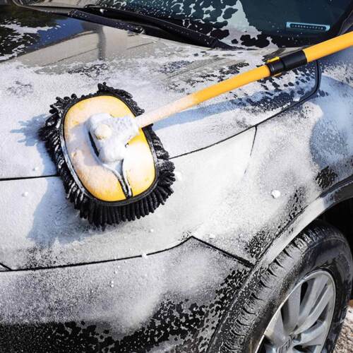 Car Wash Brush Telescoping Long Handle Cleaning Chenille Mop Brushes Tool Kit - Picture 3 of 16