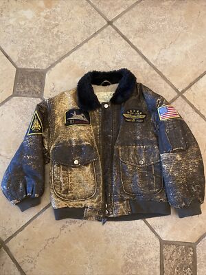 Kids Bomber Authentic Flight Jacket Faux leather Top Star Size