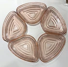 1930's Hocking Pink Depression Glass MANHATTAN 5 Relish Triangle Insert Dishes