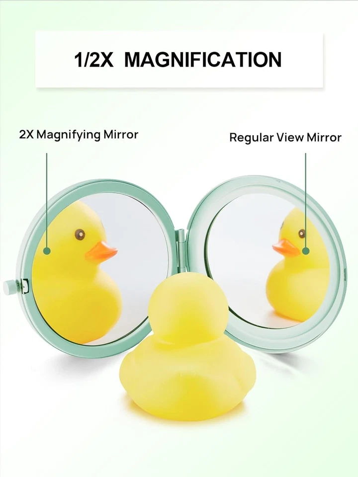 Compact Mirror for Purse, 12-Pack, Double-Sided 1X/2X Magnifying, Round, Cyan - Image 3 of 4