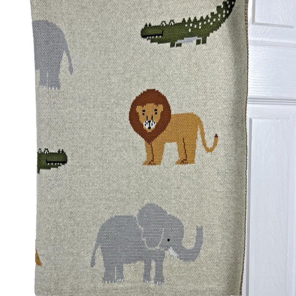 Manta Bebé Orgánica Jacquard Suéter Tejido Zoo Safari Calidad 80x100 Foto 2 de 4