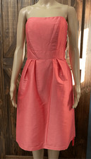 Alfred Sung Dupioni Papaya Coral Cocktail Dress Sz 6 D614